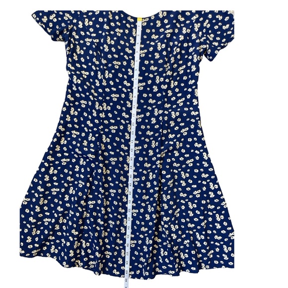 Laundry by Shelli Segal Navy Blue Floral Mini Dress Fit & Flare Short Sleeve 6 - Picture 9 of 13